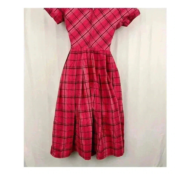 VTG Jonathan Logan Dress Sz 9 Pink Plaid Swiss Dot 1960s Zip Back - Picture 11 of 16